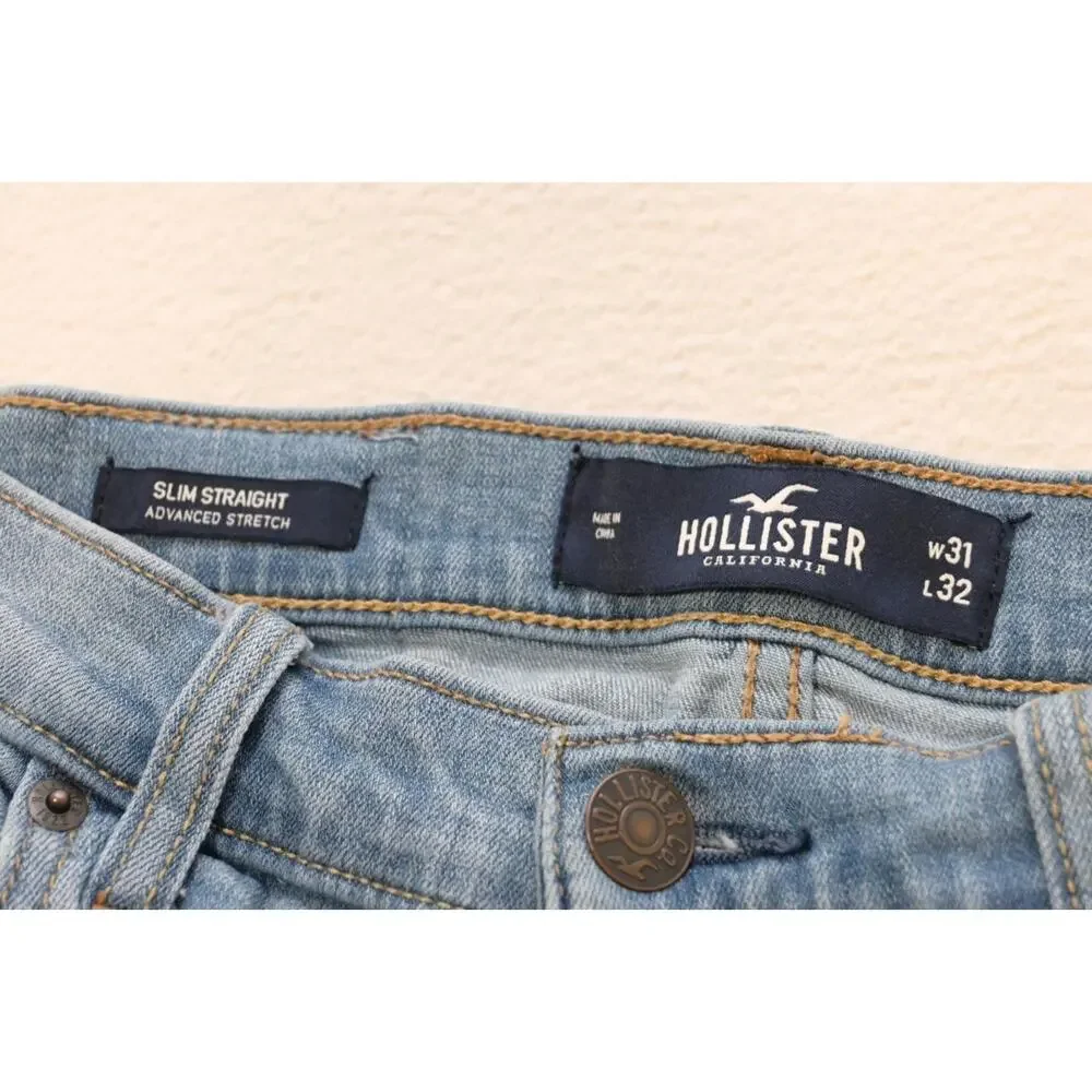 Hollister California Slim Straight Stretch Zip Fly Blue‎ Jeans Mens 31 x 32